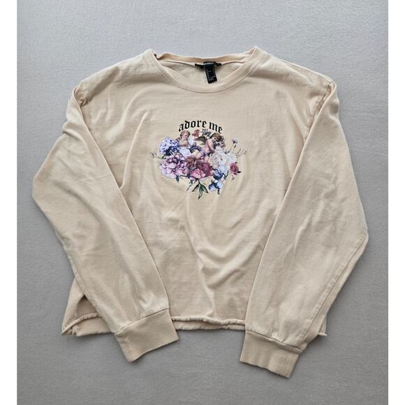 Forever21 Sweaters - Forever21 Adore Me Sweater Top Womens Small Beige Crew Neck Long Sleeve Pullover